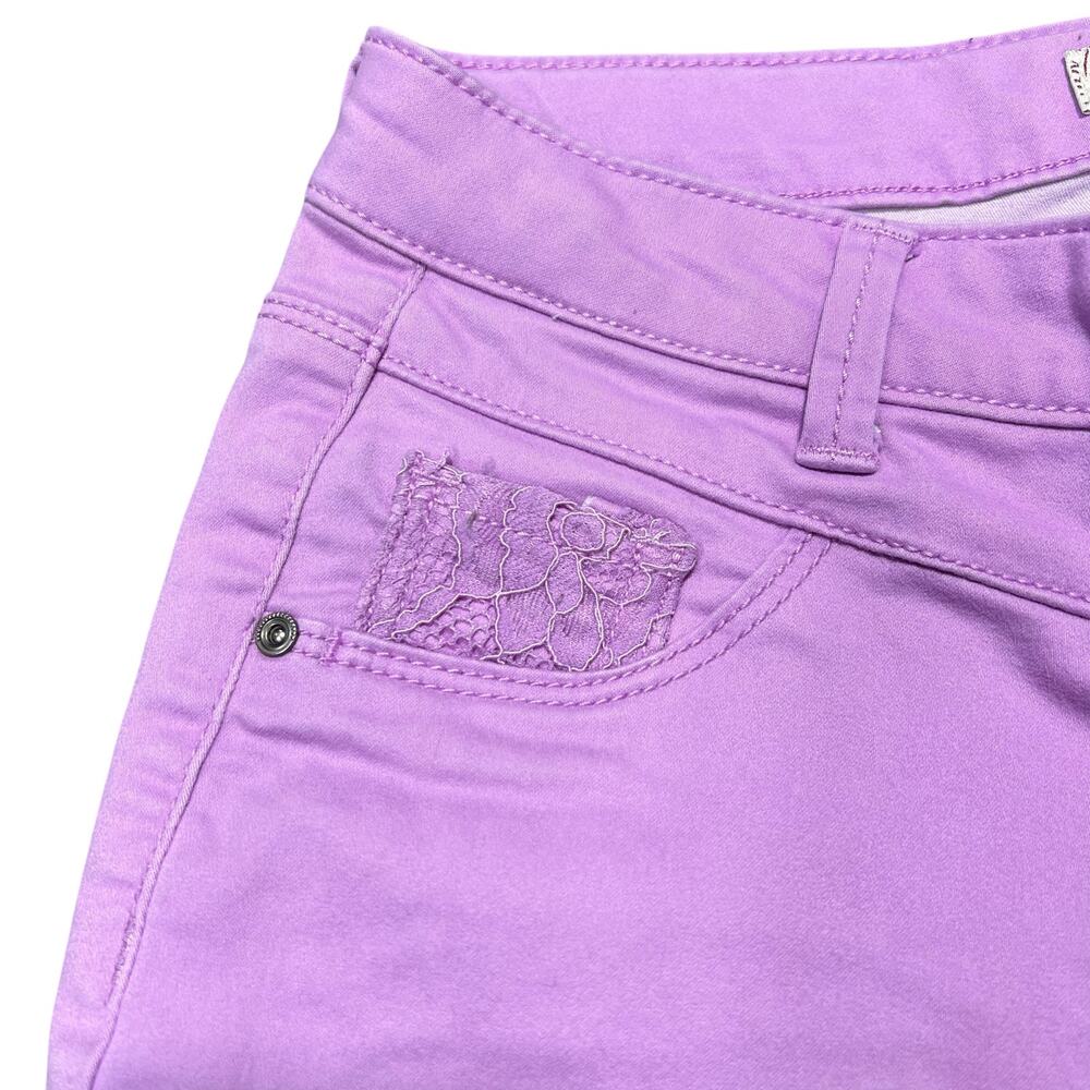 SO Girls Skinny Jeans Purple Lace Accent Size 14 - Picture 3 of 7